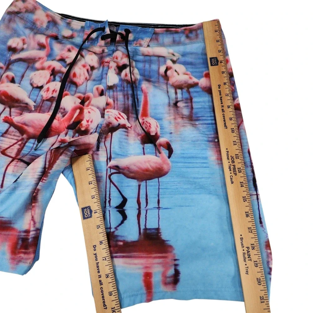 Old Navy Board Short sz 36 L Flamingo Photo Print Surfer Skater Stretch 10